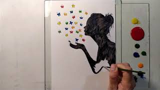 Painting / Butterfly Kiss / DIY Let’s draw it / Живопись поцелуй бабочки/