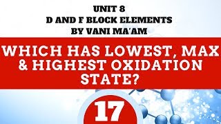 Which has lowest, max & highest Oxidation state? Part 17l Unit-8 | cbse | class 12