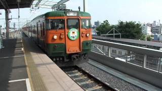 【JR東日本】115系 湘南色 両毛線伊勢崎駅 東武線も見えます