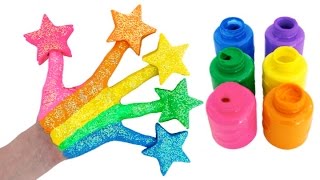 Learn Colors for Children Body Paint with Play Doh Stars & Finger Family Nursery Rhymes