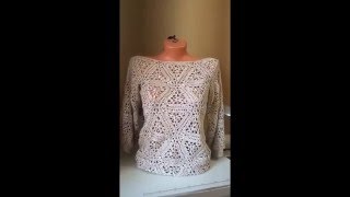 Мои работы/Ажурная кофточка  крючком/openwork blouse