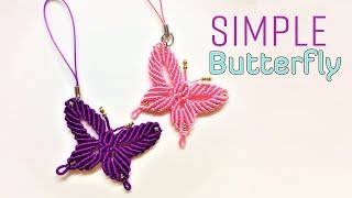 Macrame tutorial - how to make a Simple butterfly keychain - Hướng dẫn thắt dây móc khóa con bướm