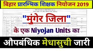 {01 नया नियोजन इकाई का मेधासुची} | bihar primary teacher niyojan Munger jila provisional merit list