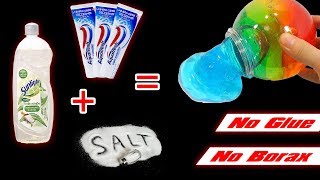 Testing Toothpaste Slime, Dish Soap Slime And Toothpaste + Dishsoap + Salt = Slime