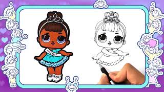 Как нарисовать куклу lol Miss Baby. Веселые раскраски. видео для детей. lol dolls