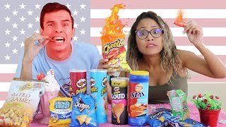 PROVANDO SALGADINHOS DOS EUA! - KIDS FUN