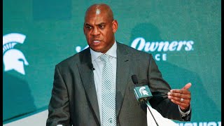 Michigan State University's new head football coach Mel Tucker takes questions
