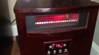 Life Smart Infrared Quartz Heater from BIG LOTS.  1500 watts / 5100 btus with remote.  Wood