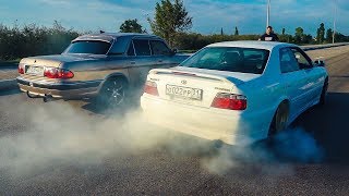 Сельская ВОЛГА шокировала BMW 5 E60 , TOYOTA CHASER и LEXUS IS на 1 JZ