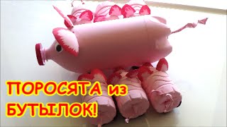 Отличная Поделка: Поросячье Семейство из Пластиковых Бутылок