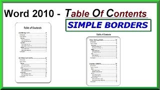 SIMPLE BORDERS Around a Table of Contents - MS Word 2010, 2013, 2016, 2019 and Office 365