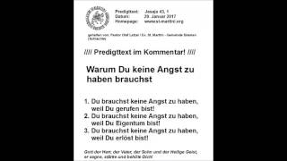 29.01.2017 - Warum Du keine Angst zu haben brauchst