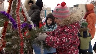 Воспитанники детского сада. Елка с письмами Деду Морозу