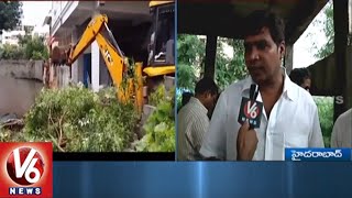 GHMC Officials Continuous Demolition Of Illegal Constructions At Banjara Hills | V6 News