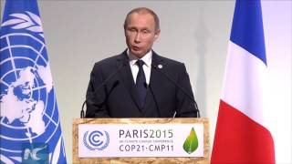 Vladimir Putin delivers speech at Paris climate conference