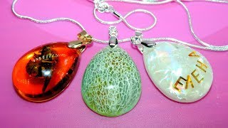 Три кулона из эпоксидной смолы - янтарь, опал и золотые рыбки. Epoxy Resin Pendants.