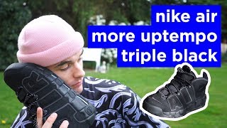 Nike Air More Uptempo Triple Black Unboxing / On Feet Review | Dapper Alien