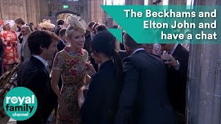 Victoria Beckham, James Blunt, Elton John and David Beckham have a chat at Royal Wedding