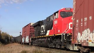 Shiny New Gevos! Long CN Train 305 w/DPU at Lutesville East (Oct 18, 2017)