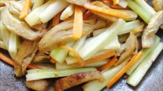 西芹炒麵筋絲--合全素食者用(附詳細菜譜).