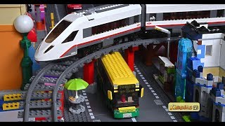 lego wheels on the bus with high speed passenger train and tayo buses  | lego story | 4k | kiddiestv