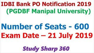 IDBI Bank Assistant Manager 2019 Notification (PGDBF Manipal University) || 600 Vacancies IDBI PGDBF