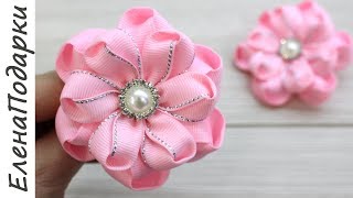 Цветок из ленты DIY мастер-класс ЕленаПодарки МК
