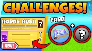Fortnite HORDE RUSH CHALLENGES + FREE REWARDS! - New event LTM! (Battle Royale Update)