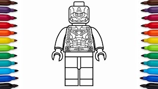 How to draw Lego Captain America - Marvel Superheroes - coloring pages