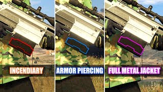 USING INCENDIARY/FMJ/ARMOR PIERCING BULLETS ON THE HEAVY SNIPER! - GTA 5 ONLINE GUNRUNNING DLC
