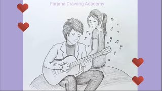 Valentine Couple Pencil Drawing Sketch