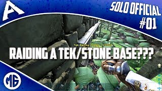 STARTING OFF AND RAIDING A TEK/STONE BASE?! Solo Official PvP Ep 1 - Ark: Survival Evolved