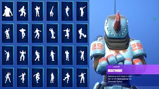 *NEW* BEASTMODE SKIN SHOWCASE WITH ALL FORTNITE DANCES & NEW EMOTES! (ALL Fortnite Season 8 SKINS)