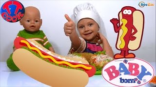 ✔ Беби Борн и Ярослава готовят полезные Хот-доги для малыша / Doll Baby Born with Cook Yaroslava ✔