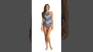 Lucky Brand Nomad Chevron High Neck Tankini Top | SwimOutlet.com
