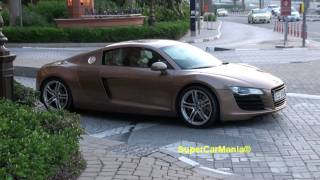 Golden Audi R8 And Acceleration