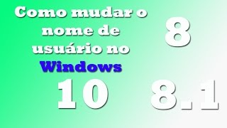 Como mudar o nome de usuário no Windows 8, 8 1 e 10.