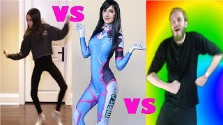 FAMOUS YOUTUBERS DO FORTNITE DANCE CHALLENGES! - (In Real Life) PewDiePie, Miniminter, AliA & MORE!