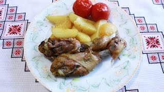 Курица в духовке с картошкой в рукаве Курка в духовці з картоплею Окорочка в духовке и рукаве