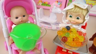 Marsha and baby doll toys baby sitter with orbeez and slime play