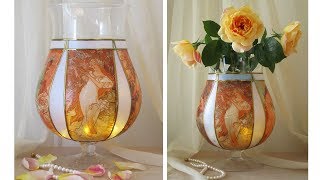 DIY Flower Glass Vase - Decoupage On glass Tutorial