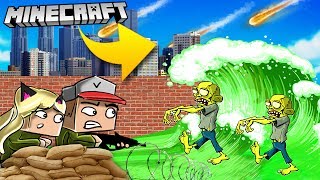 BAZA VS ZOMBI TSUNAMI CHALLENGE MINECRAFT! | Vito VS Bella