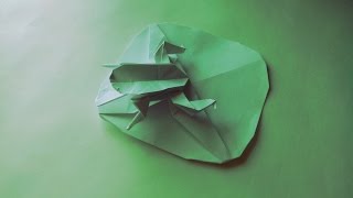 Как сделать из бумаги лягушку (Frog on Lily Pad Origami)