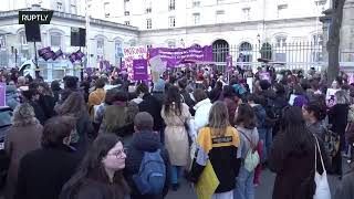 LIVE: Protesters gather for International Women's Day march through Paris