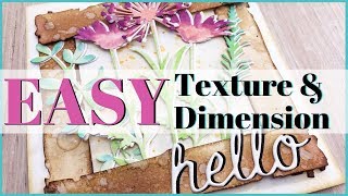 Different Ways to Create Texture & Dimension with Nuvo Aqua flow & Tim Holtz flowers & Planks