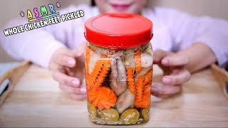 ASMR Whole chicken feet pickled (crunchy sound)  , eating sound | LINH-ASMR