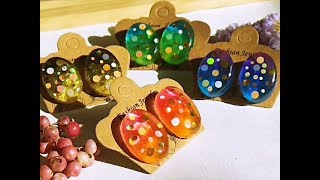 ＵVレジン  ダイソーモールド使用 ぷっくり可愛いあめちゃんのようなピアス作ってみた  resin