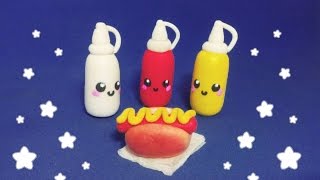 Como Fazer Comida de Boneca #4: Cachorro Quente, Maionese, Ketchup e Mostarda