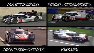 Assetto Corsa vs Forza 7 vs GT Sport vs Real Life (PORSCHE 919 HYBRID LMP1)