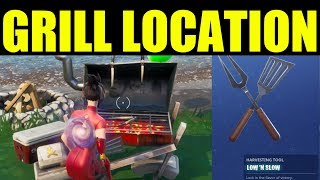 DESTROY GRILLS With low n Slow Harvesting Tool  - 14 day Fortnite Challenge  | Grill Loacations